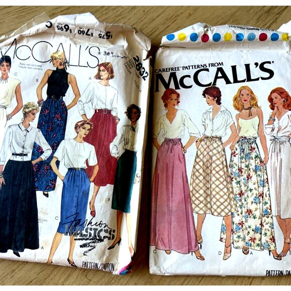 Vintage McCalls Sew Patterns 70s 80s Maxi Long Skirts Blouse Separates Lot Of 2 - Picture 1 of 6
